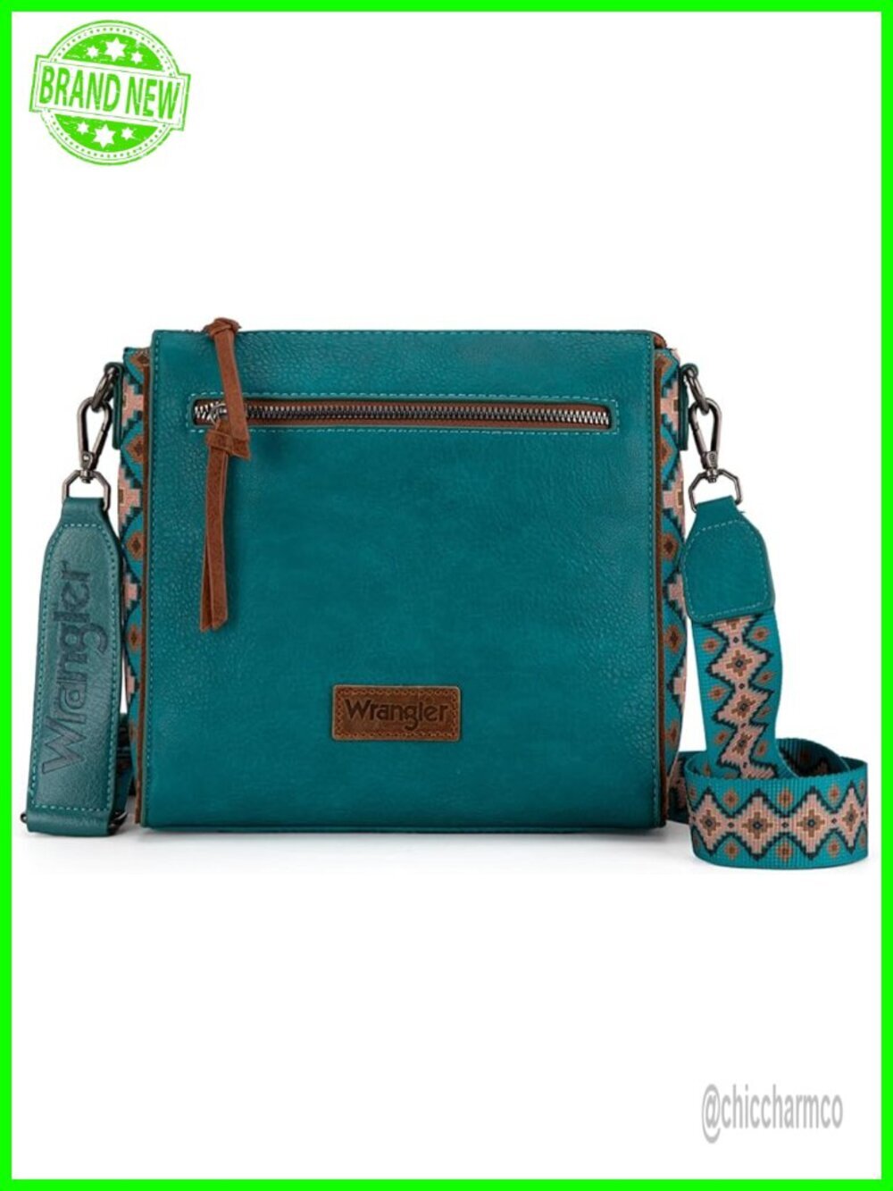 Faux Leather Aztec Crossbody Purse with Guitar Strap